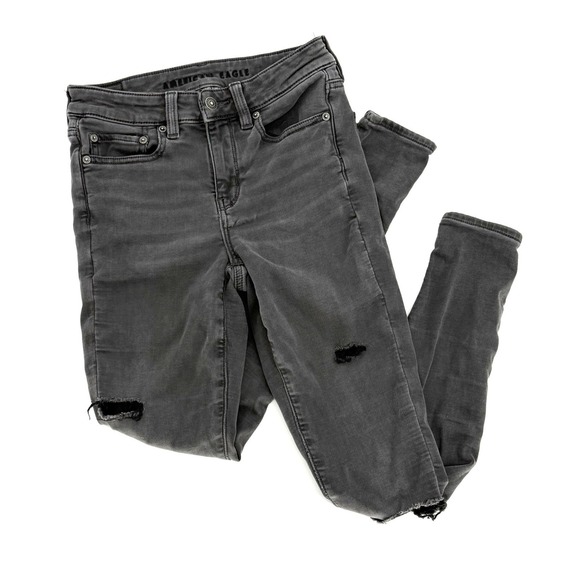 American Eagle Outfitters Denim - American Eagle Cozy Next Level Stretch Womens Sz 4 Black Jeans Distressed Denim